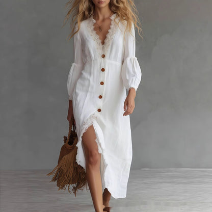 Long-Sleeve Shirt Chic White Dress FitiqueFit
