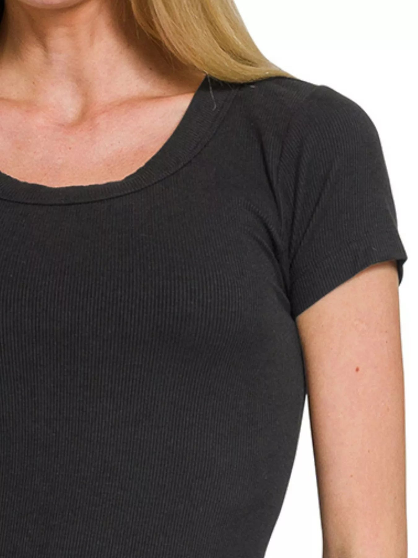 Zenana Ribbed Round Neck Short Sleeve T-Shirt West2East Surf