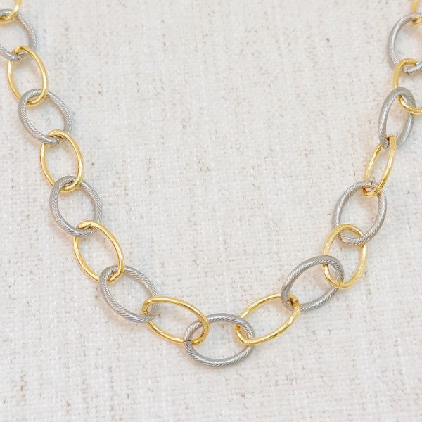 Cabled Texture Two Tone Chain Necklace Shop Style & More | Fresh Looks, Everyday Deals & Free Shipping