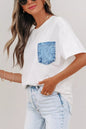 Color Block Chest Pocket Patched Casual Short Sleeve Top New Era Fashion LLc