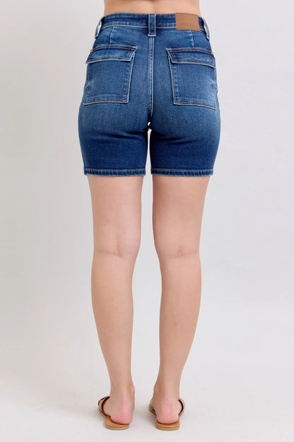 Judy Blue Full Size High Waist Bermudas Jeans W/ Back Flap Pockets Plus Size New Era Fashion LLc