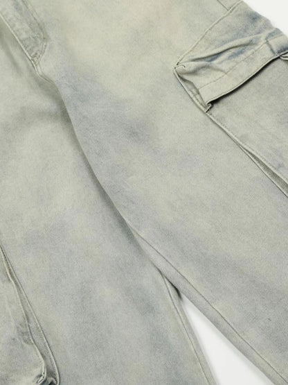 Men's Washed Multi-Pocket Straight Cargo Jeans New Era Fashion LLc