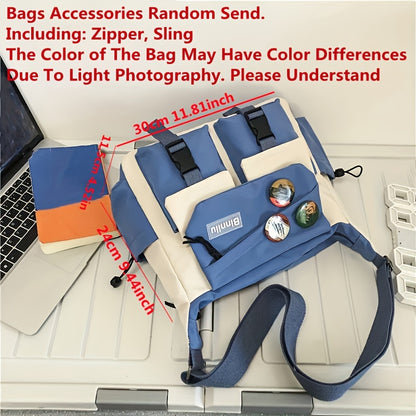 1pc Nylon Handbag Shoulder Bag Large Capacity Messenger Bag, Men's Messenger Bag Student School Bag NovaCart