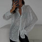 Sequin Lapel Long Sleeve Shirt See size chart under “more details” The Fashion Celestial