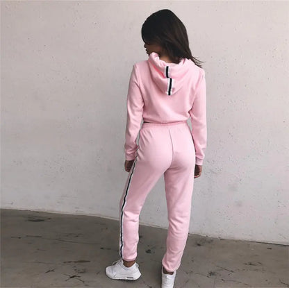 Cropped Hoodie Sports Set with Sweatshirt