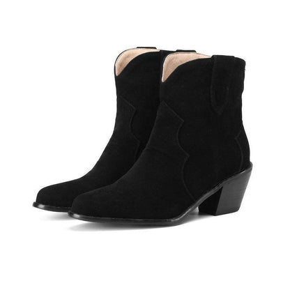 Cowgirl Chic Suede Ankle Boots - Stylish High Heel Cowgirl Boots for Women Country in My Heart