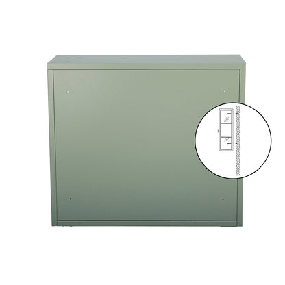 Retro Style Haze Double Glass Door Wall Cabinet With Detachable Shelves for Office Dining Room Living Room Kitchen