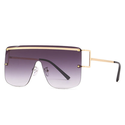 New Style One Piece Sunglasses Fashion Rimless Sunglasses Women's Trendy Sunglasses