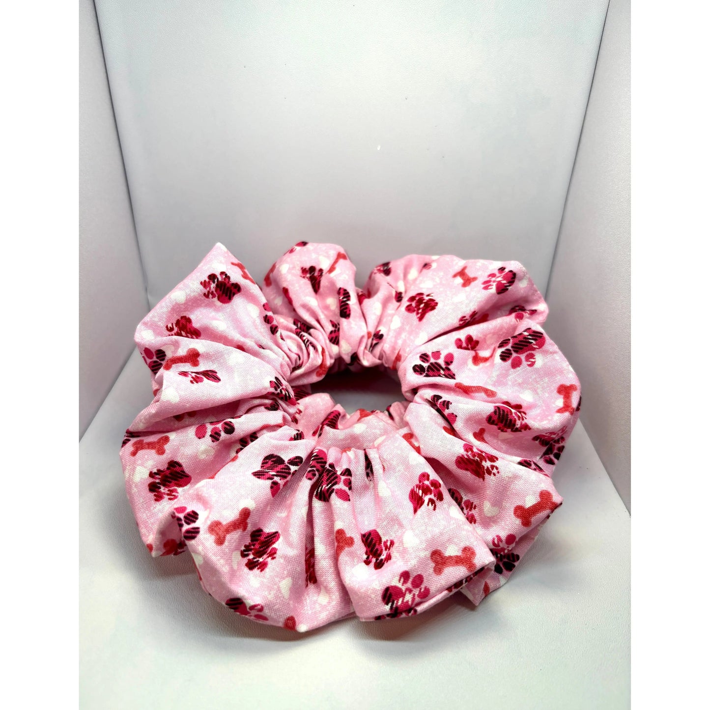 Pink Paw Print & Bones Scrunchie Enchanted Scrunch