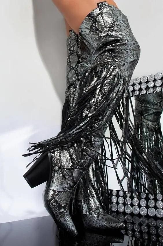 Vintage Fringe Over-the-Knee Boots Country in My Heart