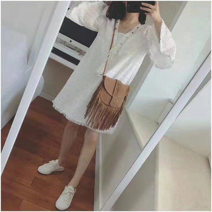 Dakota Tasseled Boho Leather Bag - Trendy Large Tassel Shoulder Bag Country in My Heart