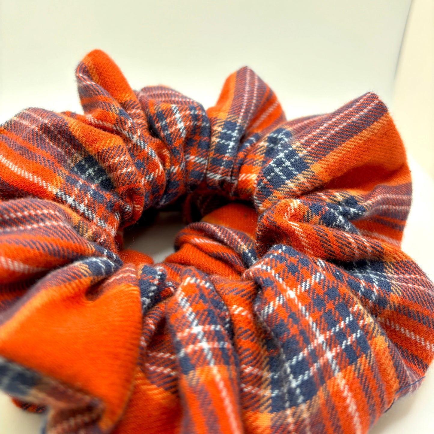Orange & Navy Fall Plaid Scrunchie Enchanted Scrunch