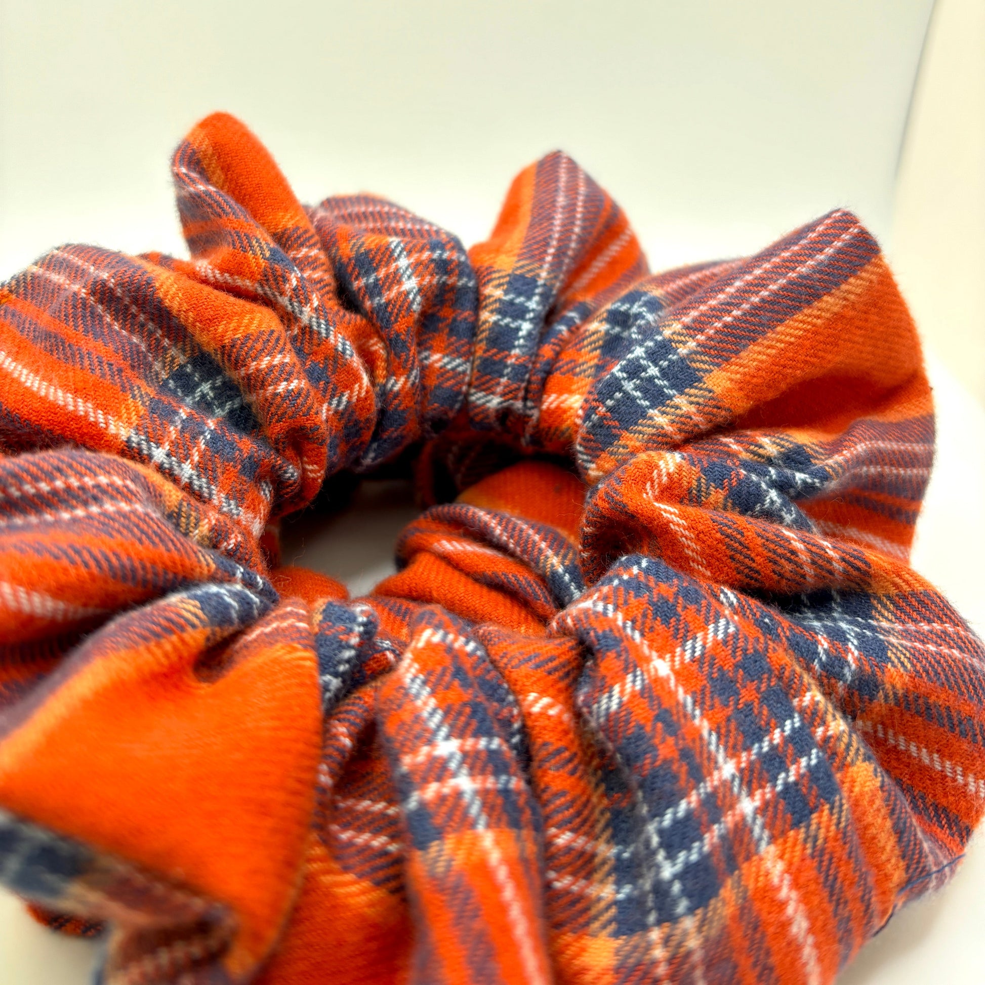 Orange & Navy Fall Plaid Scrunchie Enchanted Scrunch