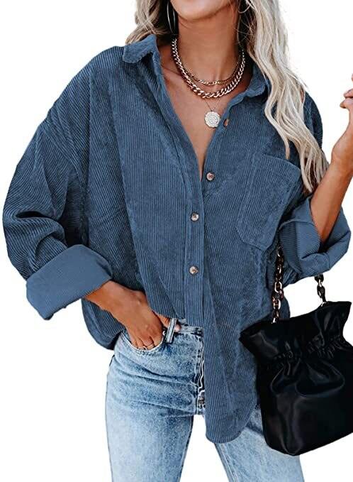 Corduroy Country Chic Shirt – Stylish Single-Breasted Cowgirl Shirt Country in My Heart