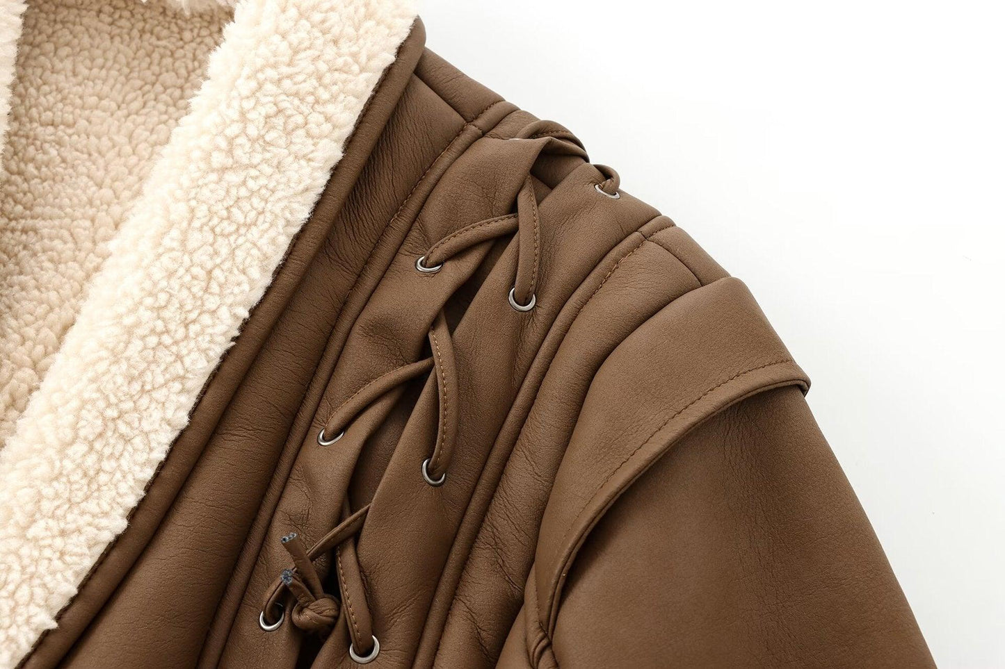 Chic French Waist Suede Jacket - Stylish Chocolate Leather Jacket for Women Country in My Heart