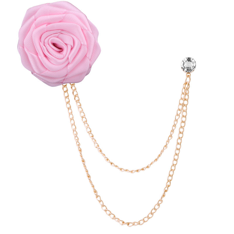 Men's Wedding Ceremony Groom Handmade Rose Chain Brooch NovaCart