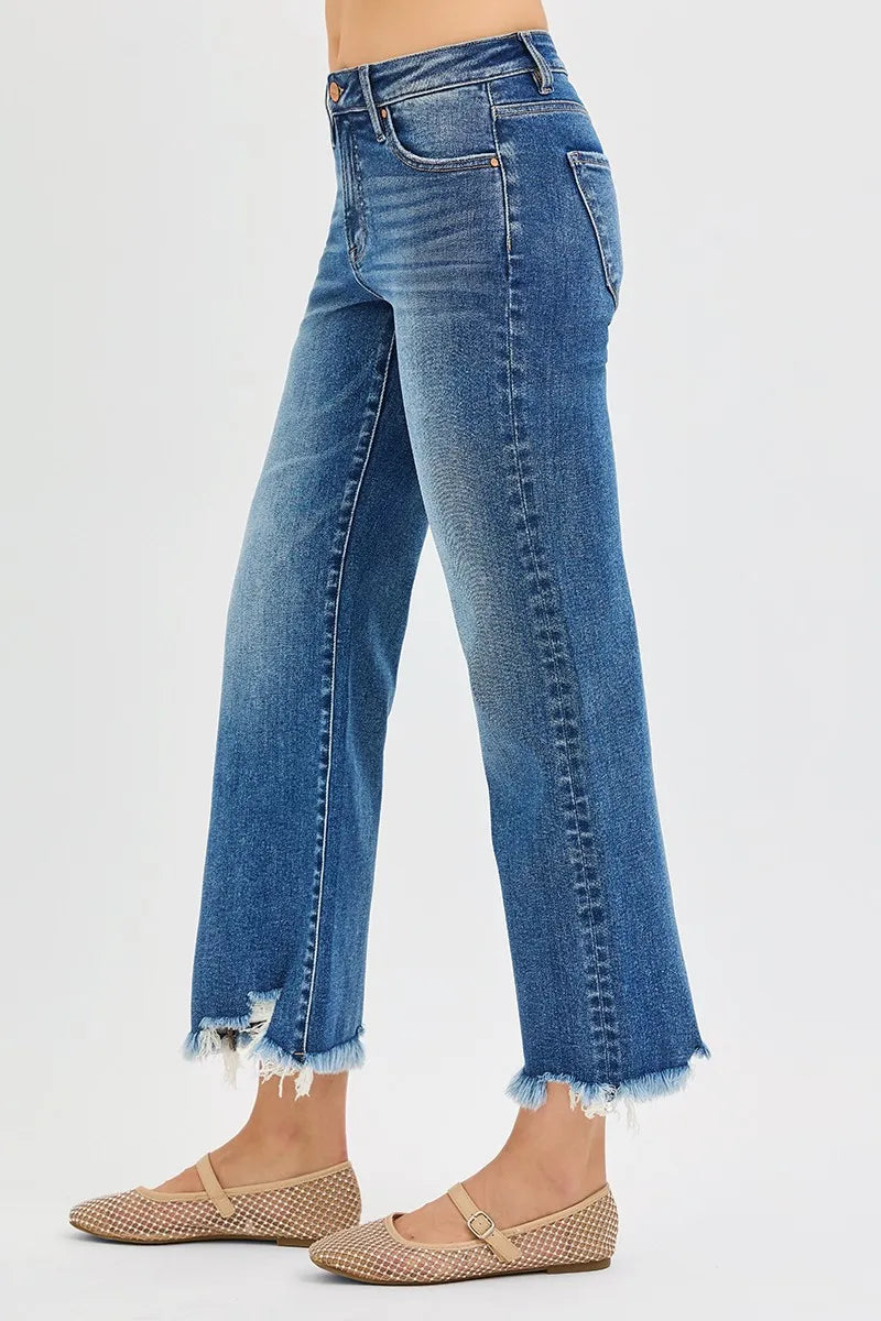 RISEN Full Size Mid Rise Crop Straight Jeans Plus Size West2East Surf