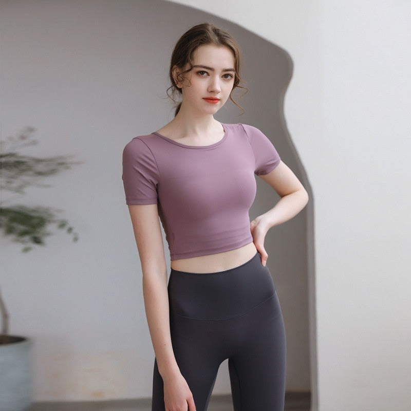 Tight Fit Yoga Top With Chest Pad Beauty Back Breathable FitiqueFit