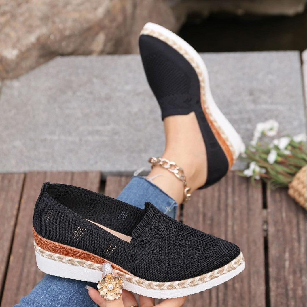 Women’s Woven Rope Platform Snakeskin Pointed-Toe Flats | Trendy Flats FitiqueFit