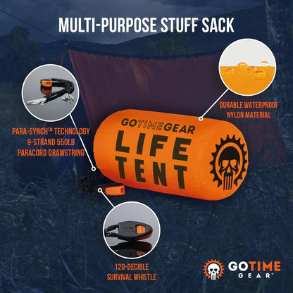 Go Time Gear Life Tent: Ultimate 2-Person Emergency Survival Shelter - Waterproof Thermal Tube Tent in Vibrant Orange