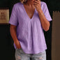 Women's Pleated Cotton-Linen Short-Sleeve Shirt – 5 Colors S–XXL FitiqueFit