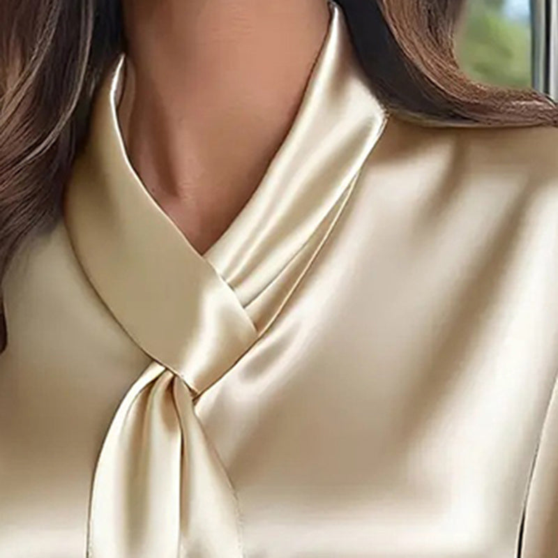 Women's Ribbon Detail Blouse, Lightweight Business Casual Shirt FitiqueFit