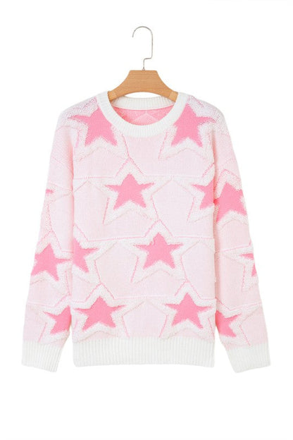 Star Ribbed Trim Drop Shoulder Oversized Sweater Shop Style & More | Fresh Looks, Everyday Deals & Free Shipping