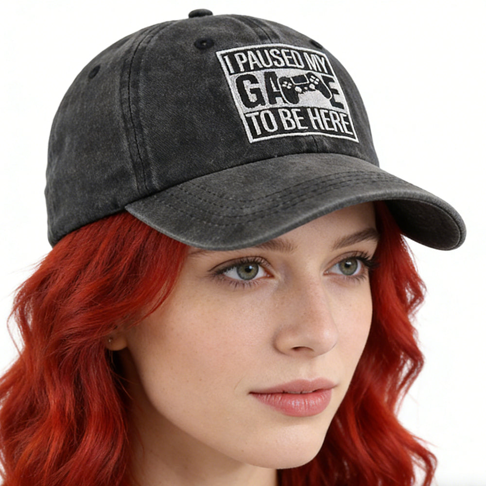 I Paused My Game to Be Here Adjustable Baseball Cap FitiqueFit