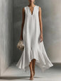 Women's Deep V-Neck Sleeveless Asymmetrical Maxi Dress – Patchwork FitiqueFit