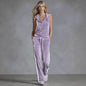 Women's Velvet Wide-Leg Pants & Sleeveless Top Set FitiqueFit
