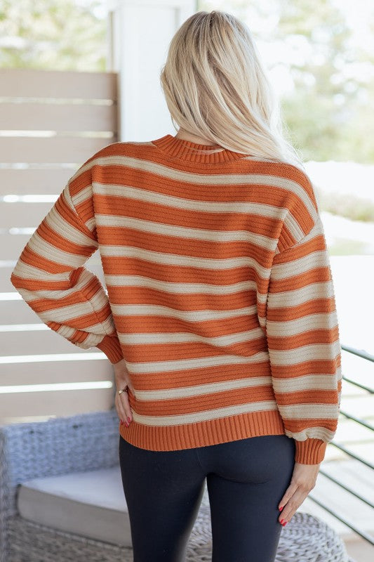 Stripe Ribbed Trim Drop Shoulder Sweater Shop Style & More | Fresh Looks, Everyday Deals & Free Shipping