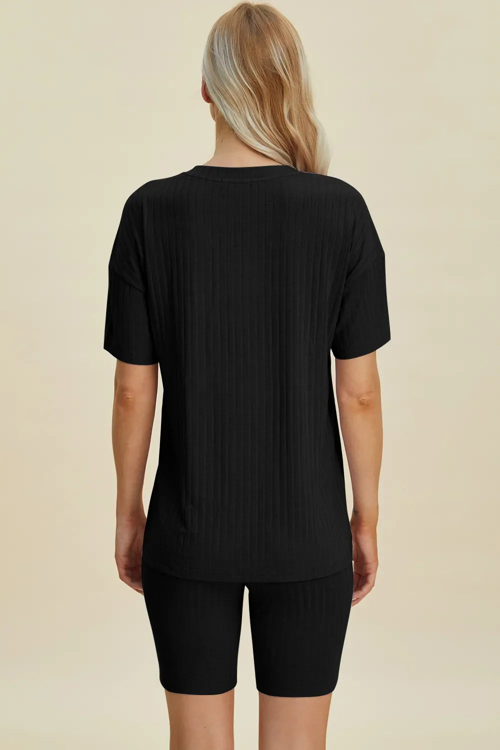 Basic Bae Full Size Ribbed V-Neck Short Sleeve Top and Shorts Set New Era Fashion LLc