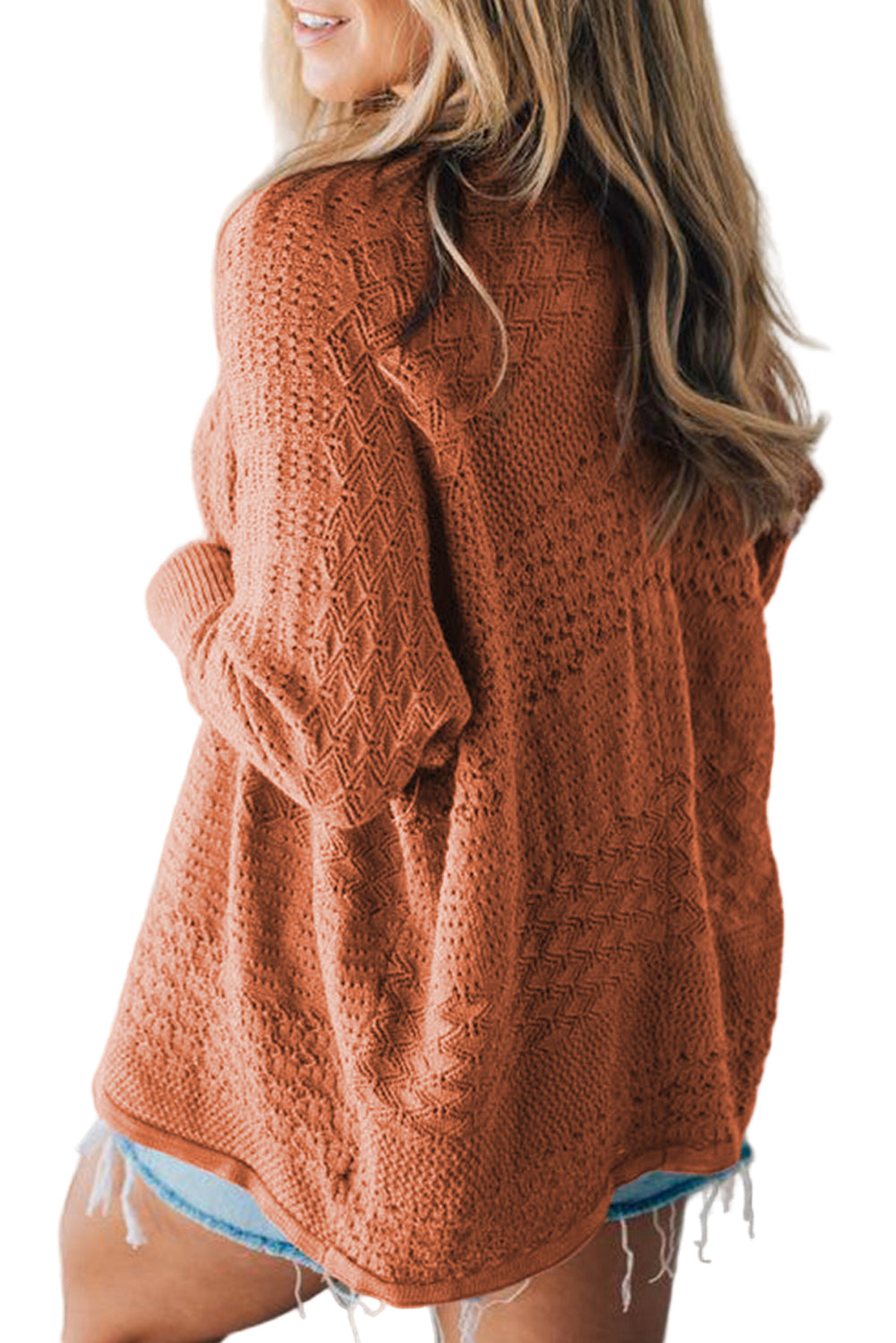 Redwood Burl Mixed Pattern Knitted Open Front Plus Cardigan Garden Naked Curves