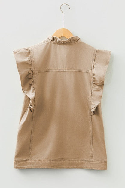 Denim Patchwork Ruffle Sleeve Jacket Vest See size chart under “more details” The Fashion Celestial