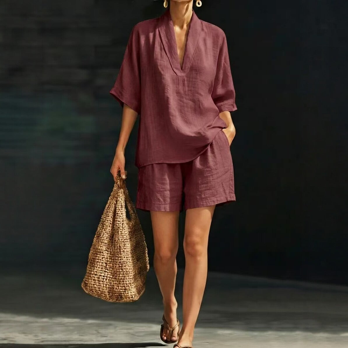 Women's Loose Batwing Sleeve Two-Piece Set – Casual Summer Beach Outfit FitiqueFit