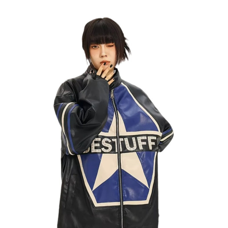 American Retro Biker's Jacket Trendy Leather Jacket Coat See size chart under “more details” The Fashion Celestial