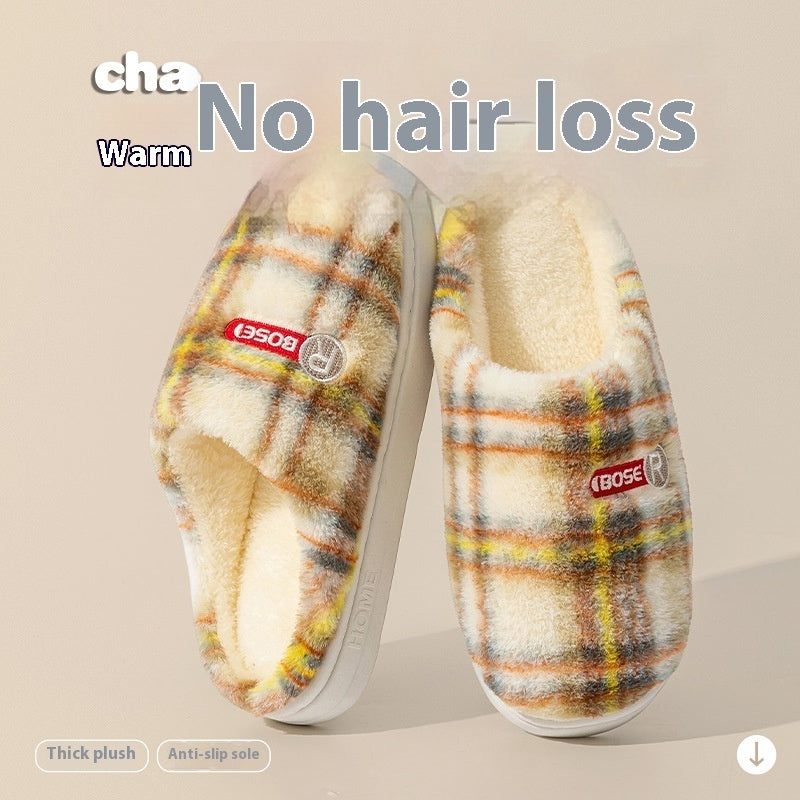 Women's Home Plush Warm Non-slip Plaid Cotton Shoes See size chart under “more details” The Fashion Celestial