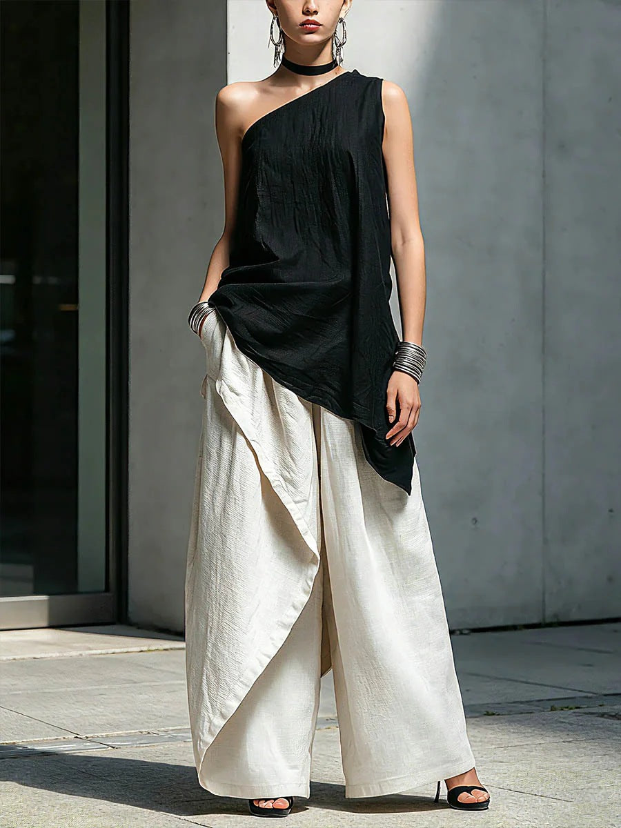 Women's One-Shoulder Asymmetric Sleeveless Top FitiqueFit