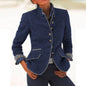 Women’s Color-Block Woolen Jacket – Multi-Button Casual Elegant Coat FitiqueFit