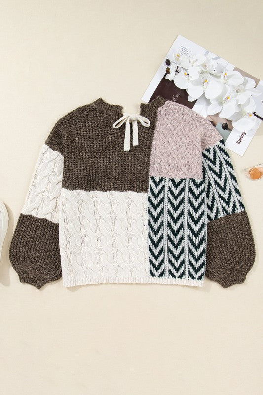 Plus Size Colorblock Cable Knit Tie Back Sweater Shop Style & More | Fresh Looks, Everyday Deals & Free Shipping