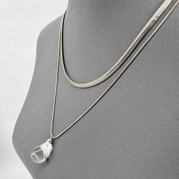 Double Layer Necklace with Clear Teardrop Pendant Shop Style & More | Fresh Looks, Everyday Deals & Free Shipping