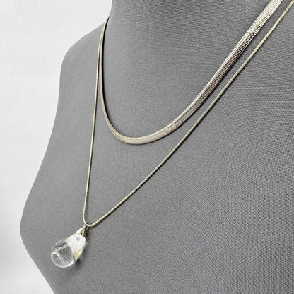 Double Layer Necklace with Clear Teardrop Pendant Shop Style & More | Fresh Looks, Everyday Deals & Free Shipping