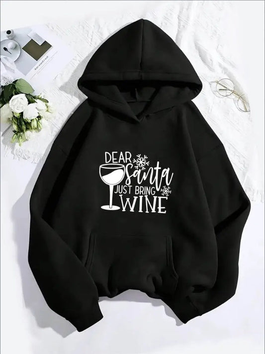 Women’s Christmas Wine Hoodie – Festive Holiday Pullover Sweatshirt FitiqueFit