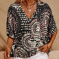 Mandala Print V-Neck Blouse – Casual Vacation Top FitiqueFit