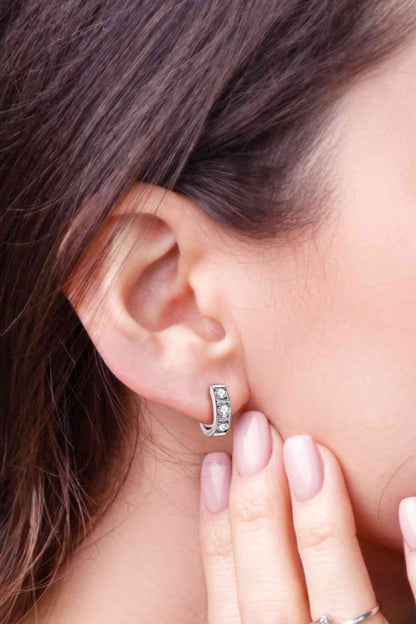 Elegant Jewel Inlaid Moissanite Huggie Earrings – Minimalist Design in Sterling Silver See size chart under “more details” The Fashion Celestial