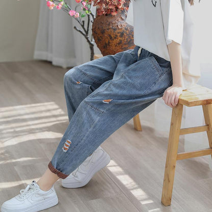 Women's Summer Fashion Ripped Ninth Jeans FitiqueFit