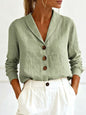 Women's Cotton-Linen Peter Pan Collar Button-Up Shirt – 6 Colors S–3XL FitiqueFit