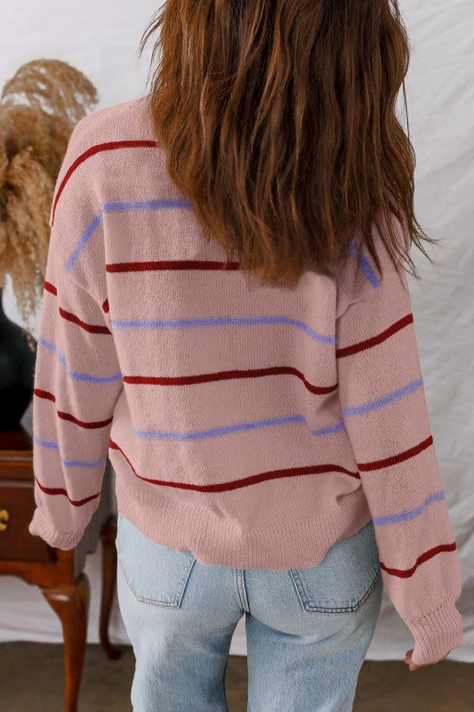Stripe Ribbed Trim Drop Shoulder Sweater Shop Style & More | Fresh Looks, Everyday Deals & Free Shipping