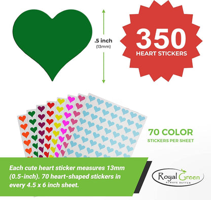 13Mm Red Valentine Heart Stickers – Permanent Heart Labels for Treat Bags, Gift Seals, Cards & Crafts – Easy Peel & Stick - (350 Pack)