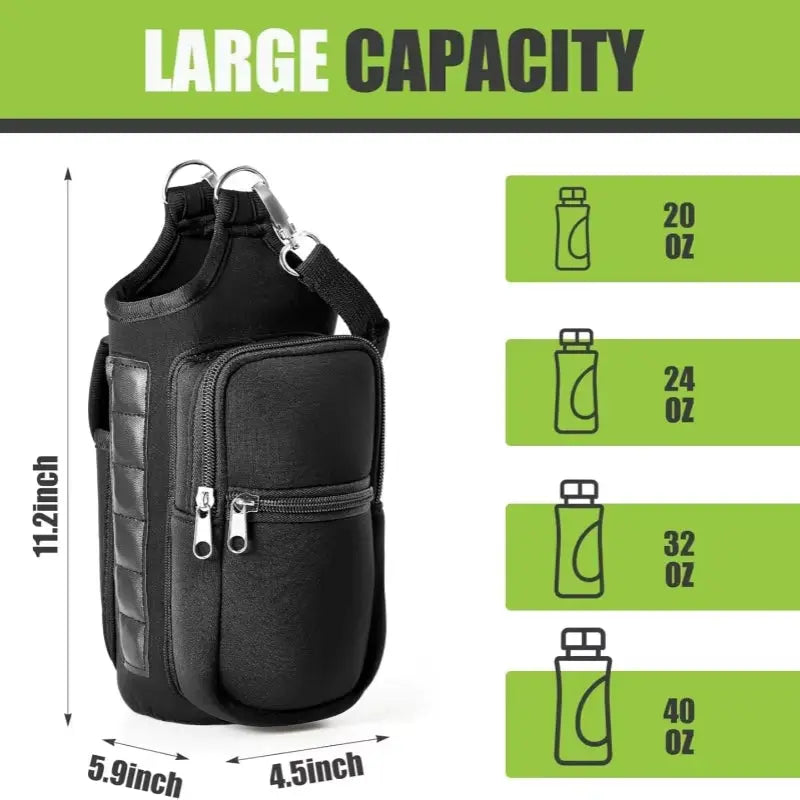 Magnetic Water Bottle Holder - Versatile Carrier Bag with Phone Pocket and Adjustable Strap for Gym and Outdoor Activities
